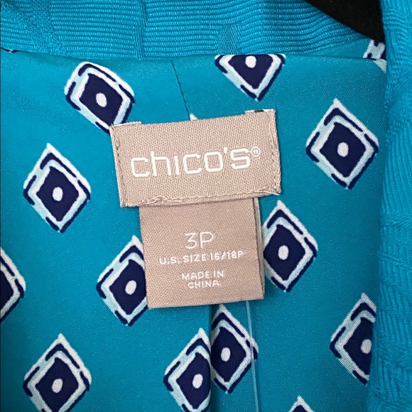 NWT* (3) CHICO'S ALGIERS BLUE PLEAT BACK JACKET 18/18 - Picture 3 of 8